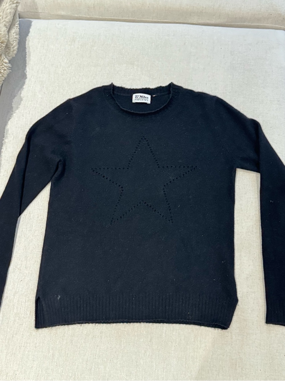 27 Miles 100% Cashmere Crewneck Sweater with Star